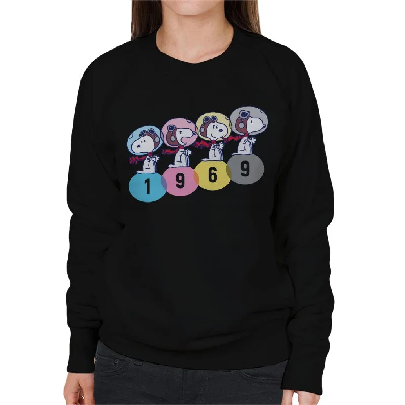 Peanuts Snoopy 1969 Moon Landing Montage Women's Sweatshirt Hoodie with Tied Waist Feminine Flattering