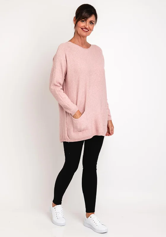 Natalia Collection One Size Fine Knit Relaxed Sweater, Pink Layered Multi-layer Single Layer