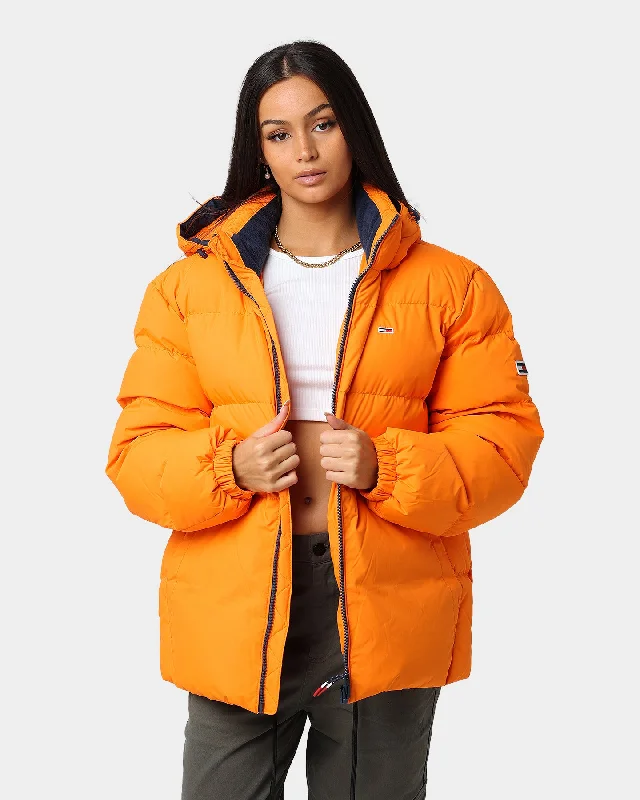 Tommy Jeans Essential Down Jacket Magnetic Orange Cotton Fabric Linen Fabric Terry Fabric