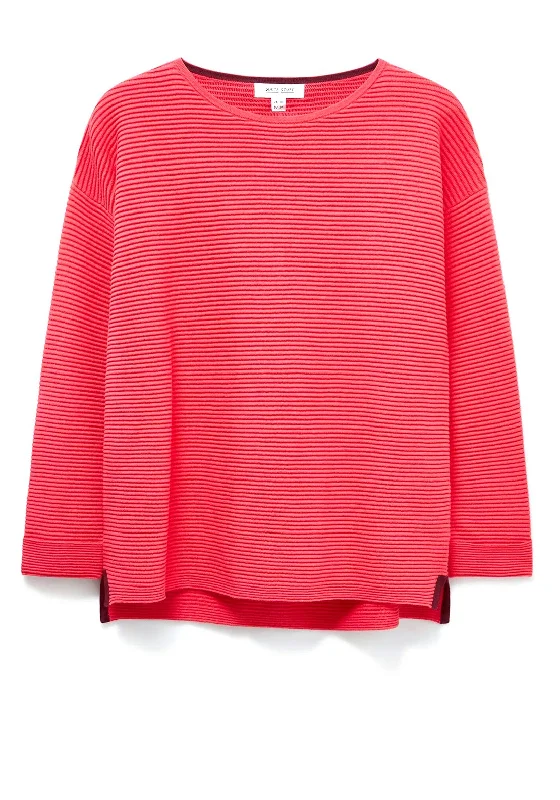 White Stuff Jana Ribbed Jumper, Bright Pink Oversized Loose Flowy