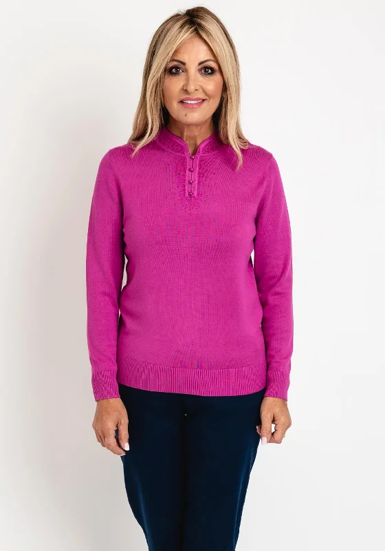 Castle Of Ireland Diamante Notch Collar Sweater, Rose Parfait Fitted Slim Tailored