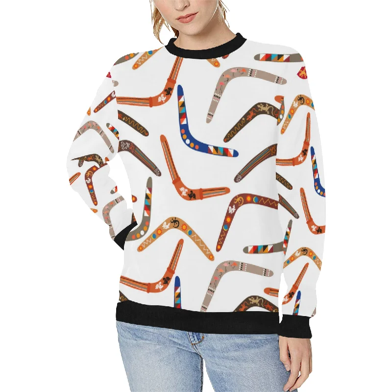 Boomerang Australian aboriginal ornament pattern Women's Crew Neck Sweatshirt Hoodie with Reflective Safety Nightwear