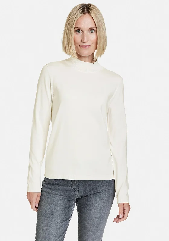 Gerry Weber High Collar Fine Knit Jumper, Off White Wool Sweater Cotton Sweater Cashmere Sweater