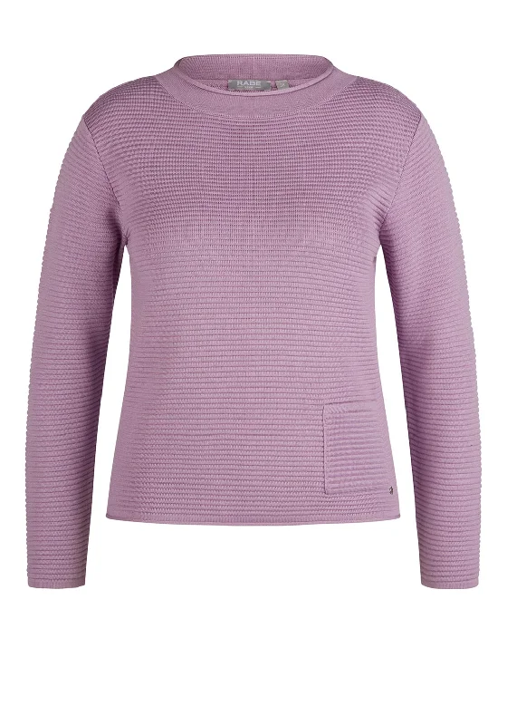 Rabe Round Neck Ribbed Sweater, Violet Stylish Fashionable Trendy