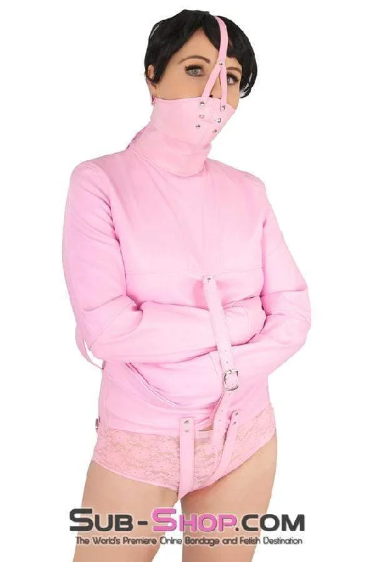 0790MH-SIS      Sissy Bitch Drive Me Crazy Pink Straitjacket Welt Pockets Slit Pockets Flap Pockets