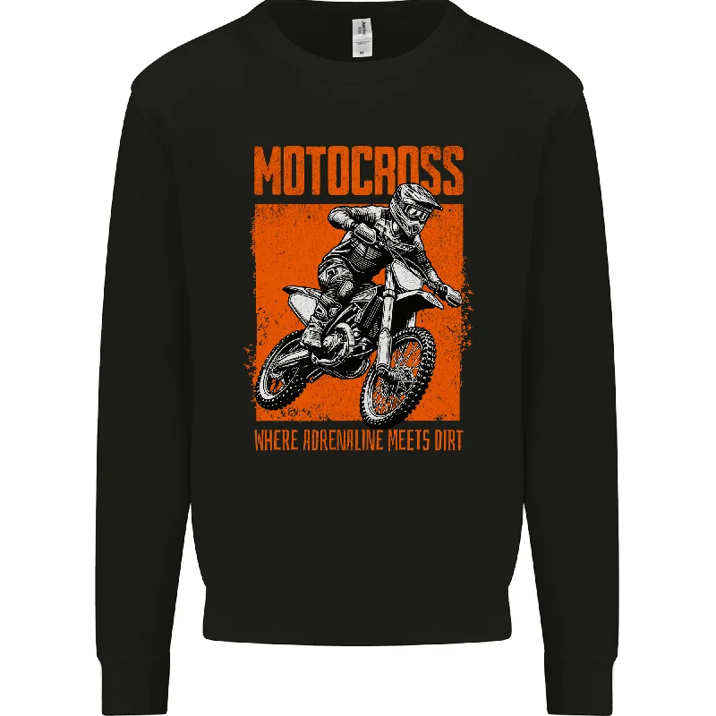 Adrenaline Dirt Motocross MotoX Dirt Bike Mens Sweatshirt Jumper Hoodie with Crew Neck Simple Timeless