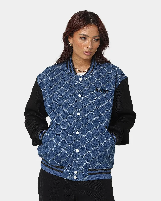 XXIII Athy Denim Baseball Jacket Blue/White Satin Jacket Silk Jacket Chiffon Jacket