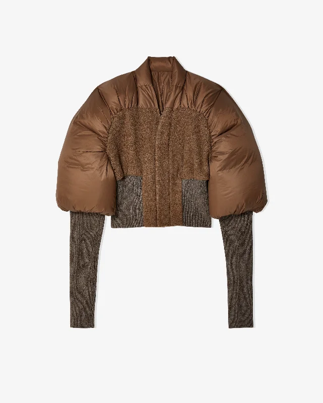 Rick Owens - Women's Woven Down Jacket - (Fawn) Hoodie Zip-Up Jacket Button-Up Jacket