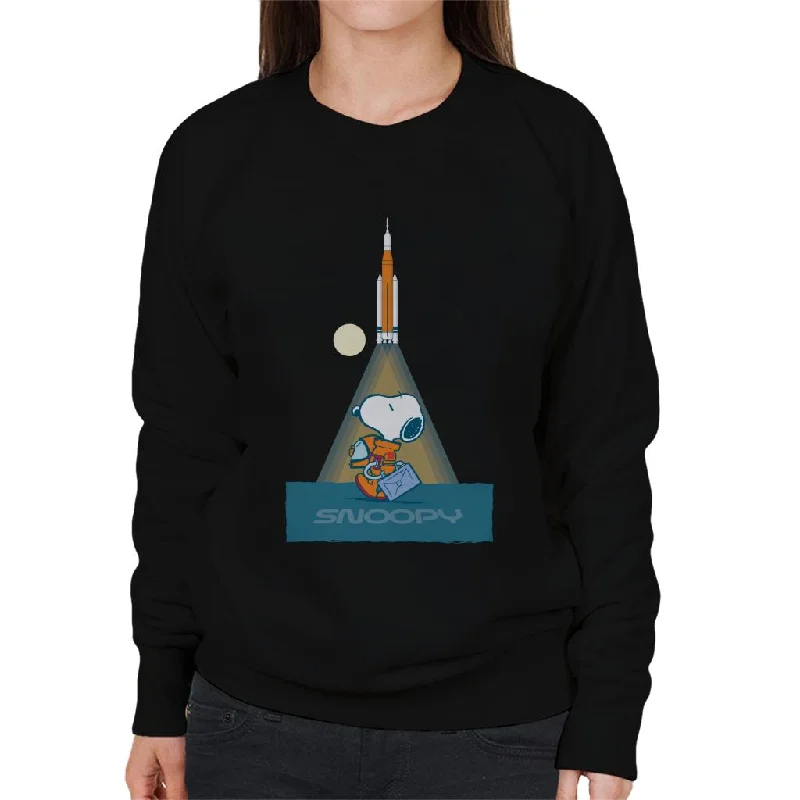 Peanuts Snoopy Astronaut Preparing For Take Off Women's Sweatshirt Hoodie with Full-Zip Functional Layering