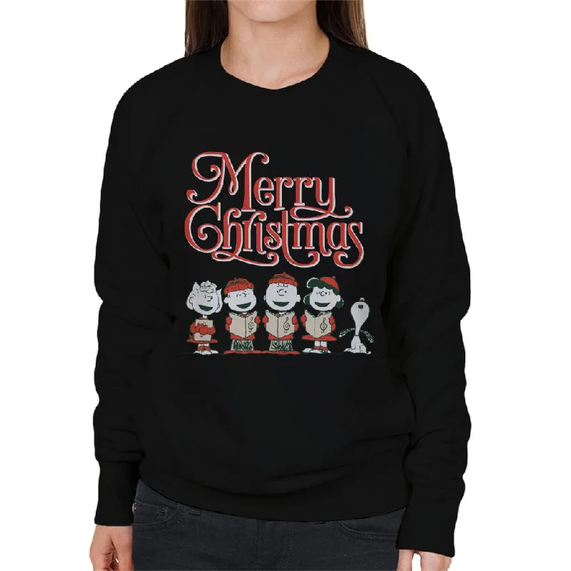 Peanuts Snoopy Singing In The Snow Women's Sweatshirt Hoodie with Rhinestones Sparkly Elegant