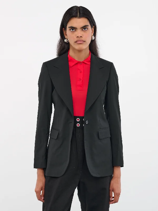 Tailored Jacket (231-W511-20002-0099-BLACK) Front Pockets Side Pockets Patch Pockets