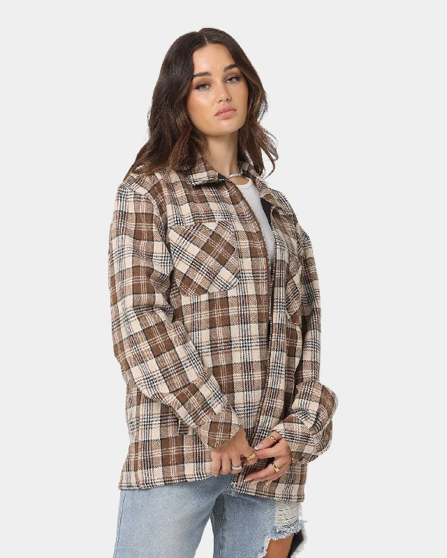 XXIII Soren Plaid Bomber Jacket Brown Denim Jacket Leather Jacket Suede Jacket