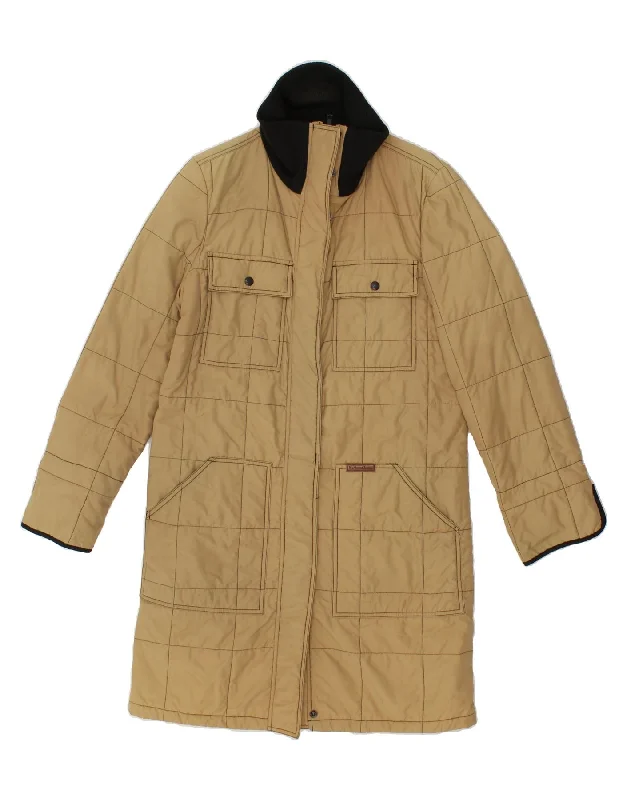 MARLBORO CLASSICS Womens Padded Coat UK 10 Small Beige Cotton Print Jacquard Embroidered