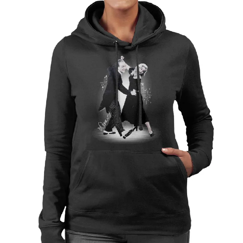 Sidney Maurer Original Portrait Of Fred Astaire Women's Hooded Sweatshirt Hoodie with Hem Raw Edge Edgy Unfinished