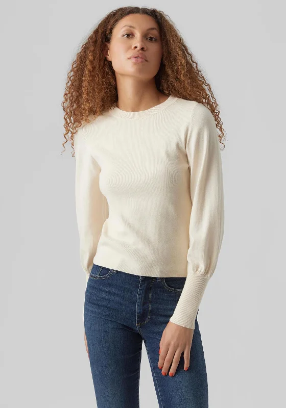 Vero Moda Holly Knit Sweater, Birch Neon Metallic Matte