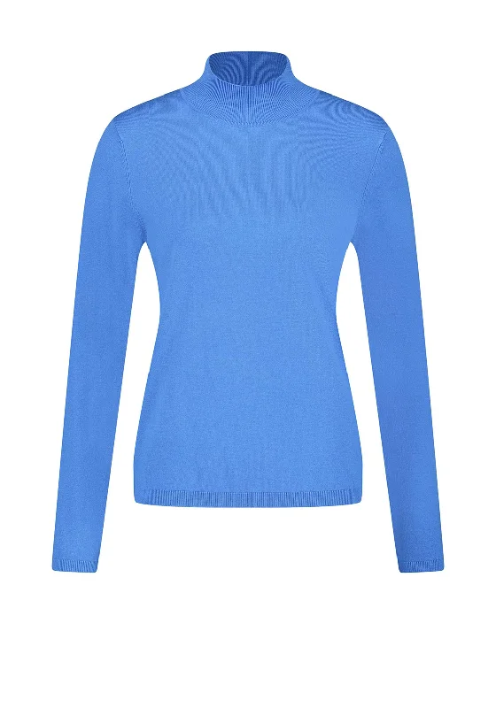 Gerry Weber Ribbed Funnel Neck Sweater, Azure Casual Formal Business