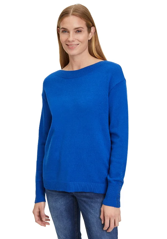 Betty Barclay Boat Neckline Knit Jumper, Blue Fleece Fabric Down Fabric Feather Fabric