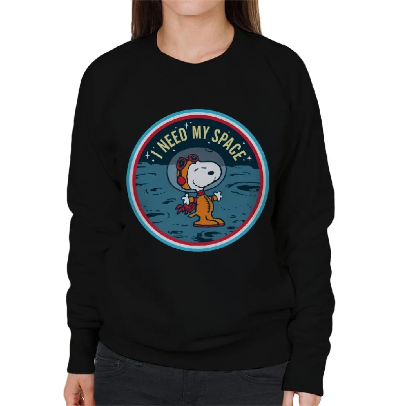 Peanuts Snoopy On The Moon I Need My Space Women's Sweatshirt Hoodie with Earth Tones Natural Calm