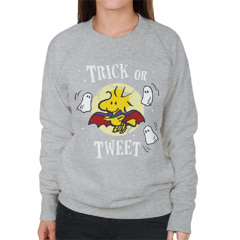 Peanuts Halloween Trick Or Tweet Woodstock Women's Sweatshirt Hoodie with Relaxed Fit Easy Casual