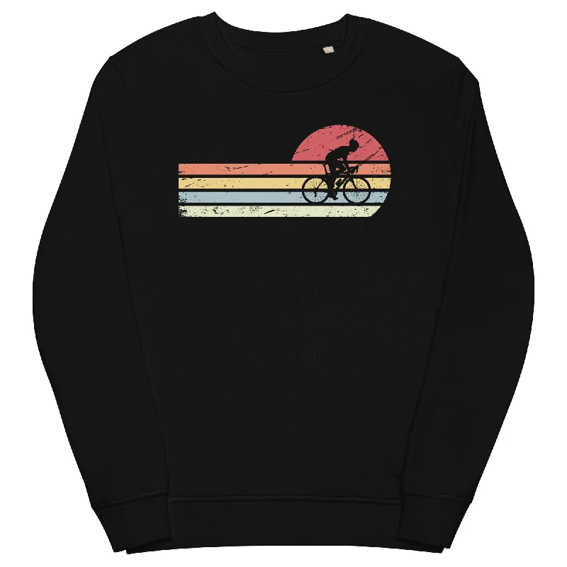 Sonne und Retro Linies - Man Radfahren - Unisex Premium Organic Sweatshirt Hoodie with Puffed Sleeves Voluminous Trendy