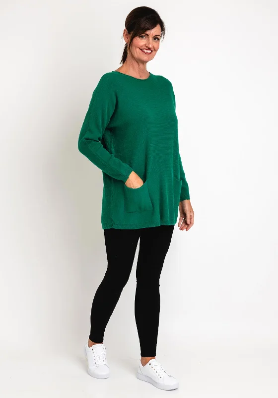 Natalia Collection One Size Fine Knit Relaxed Sweater, Green Bright Pastel Dark