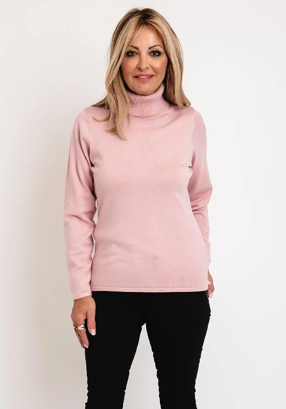 Micha Polo Neck Sweater, Rose Pink Bright Pastel Dark