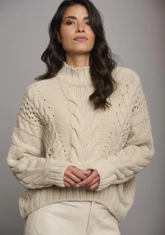 Rino & Pelle Kelson Cable Knit Sweater, Blanc Beige Terry Terry Cloth Terry Knit