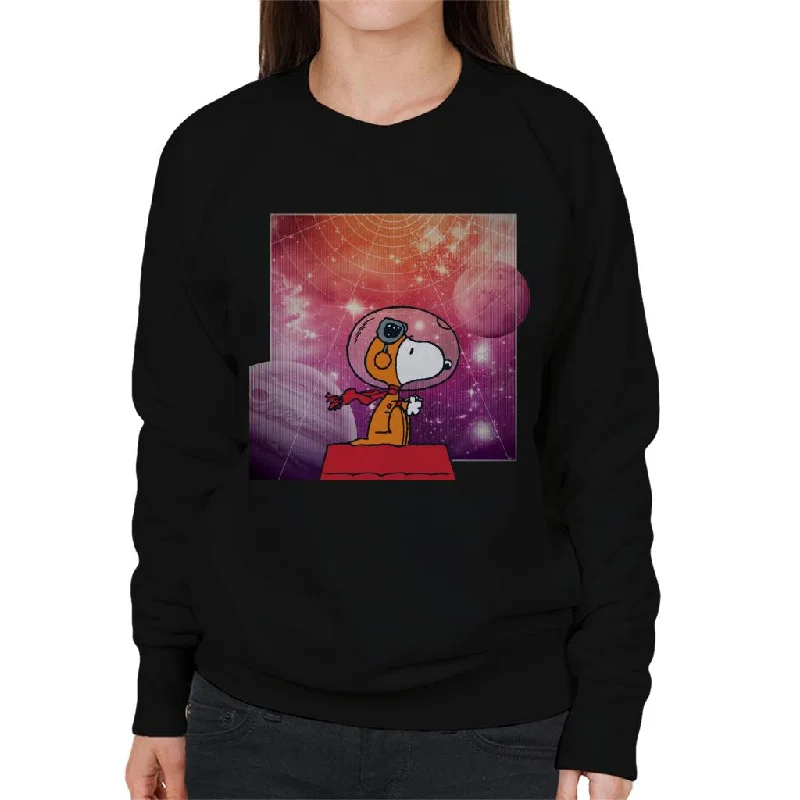 Peanuts Snoopy Kennel Ship Outer Space Women's Sweatshirt Hoodie Jacket Zipper Layering