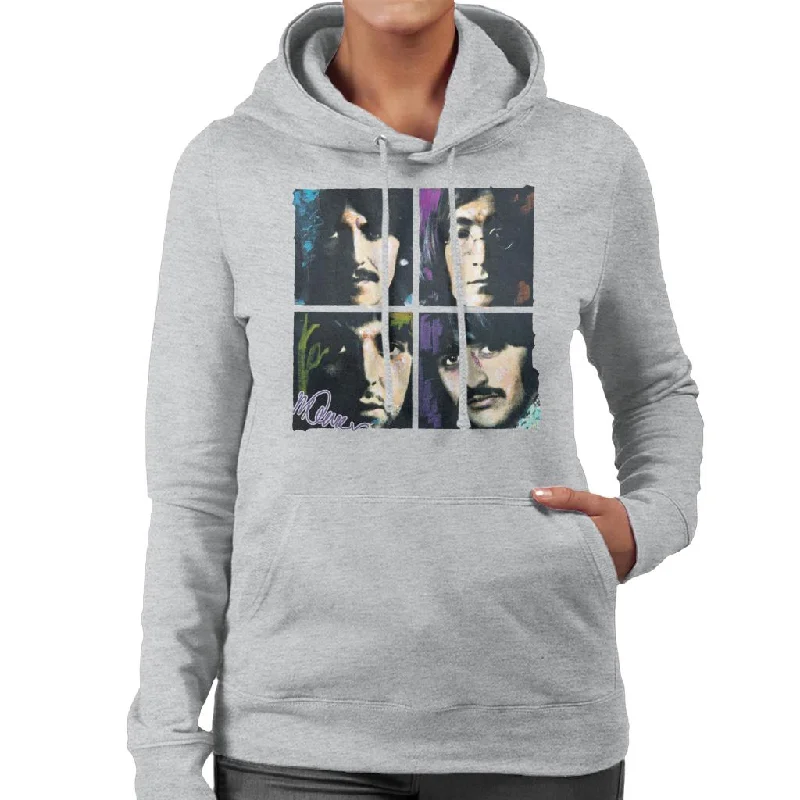 Sidney Maurer Original Portrait Of John Paul George Ringo Beatles Women's Hooded Sweatshirt Hoodie with Zipper Versatile Modern