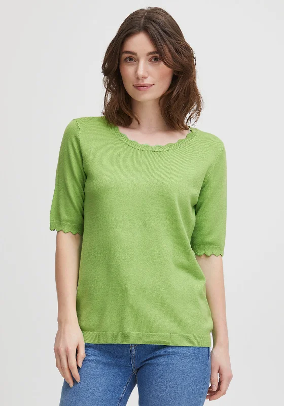 Fransa Blume Sweater, Lime Green Silk Blend Satin Velvet