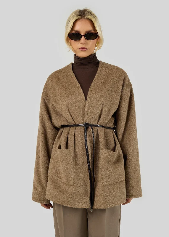 Astoria Wool Coat Brown Front Pockets Side Pockets Patch Pockets