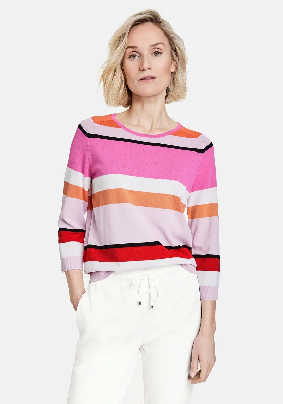 Gerry Weber Fine Colour Block Sweater, Pink Multi Cotton Fabric Linen Fabric Terry Fabric