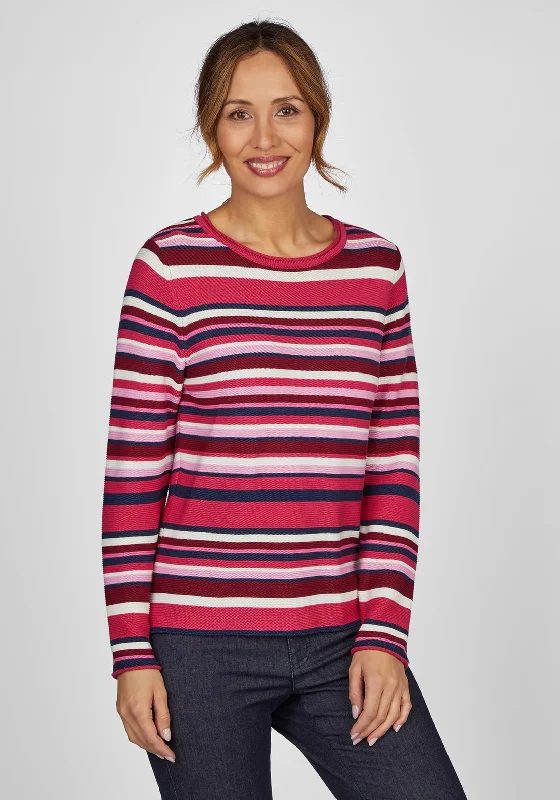 Rabe Stripe Print Sweater, Magenta Iron Safe Non-Iron Wrinkle Free