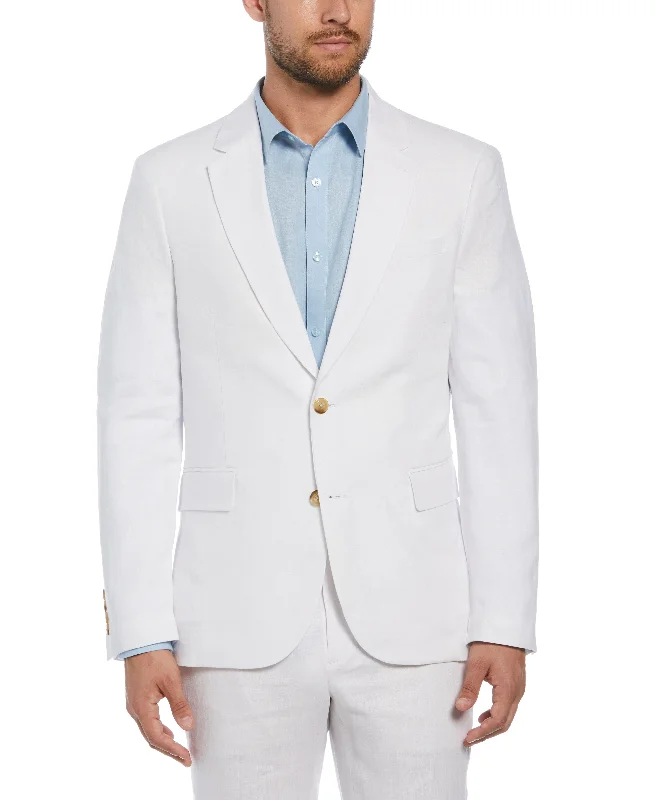 Delave Linen Sport Coat Tie-Waist Belted Drawstring