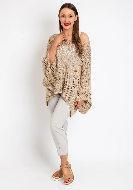 The Serafina Collection One Size Shimmer Crochet Sweater, Gold Beaded Sweater Sequined Faux Fur