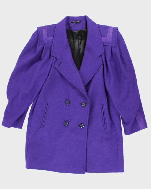 Vintage 80s Wool Blend Purple Coat - M Cotton Linen Terry