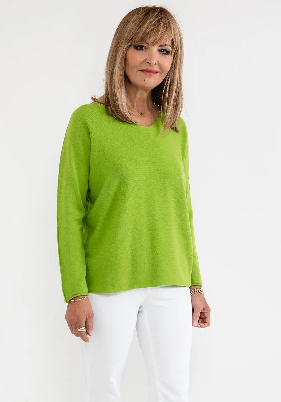 d.e.c.k. by Decollage One Size Knit Jumper, Light Green Satin Blend Silk Blend Wool Blend