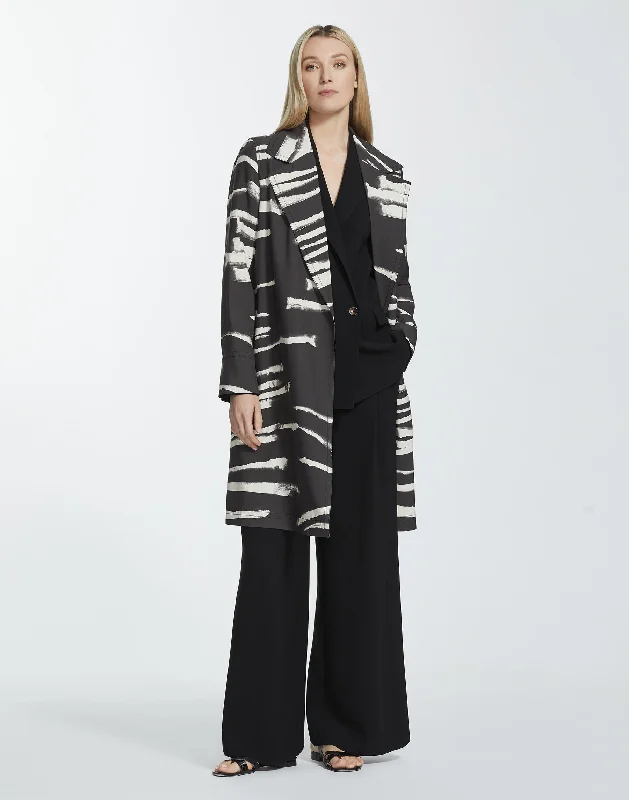 Painted Zebra Stripe Print Drape Cloth Mayfair Trench Coat Coat Overcoat Trench Coat