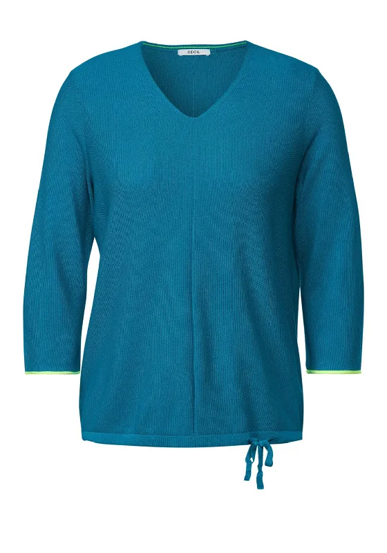 Cecil V Neck Sweater, Turquoise Elegant Classic Vintage