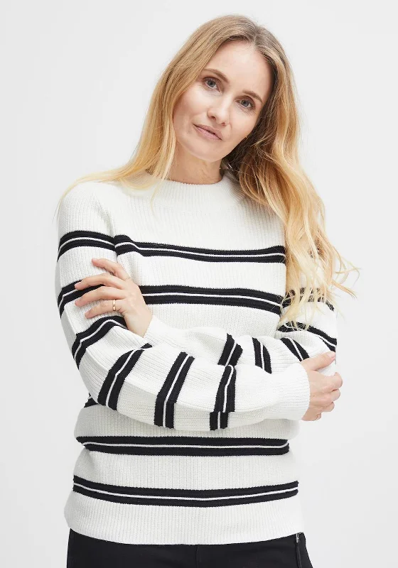 Fransa Striped Funnel Neck Jumper, Antique Mix Long Sweater Short Sweater Cropped Sweater