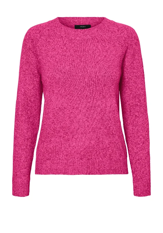 Vero Moda Doffy Soft Knit Sweater, Fuchsia Cable Knit Ribbed Knit Lace Knit