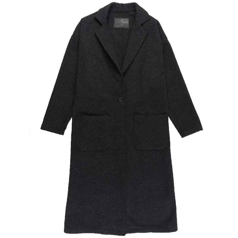 Duster Coat - Cotton Melton - Charcoal Plaid Tartan Floral