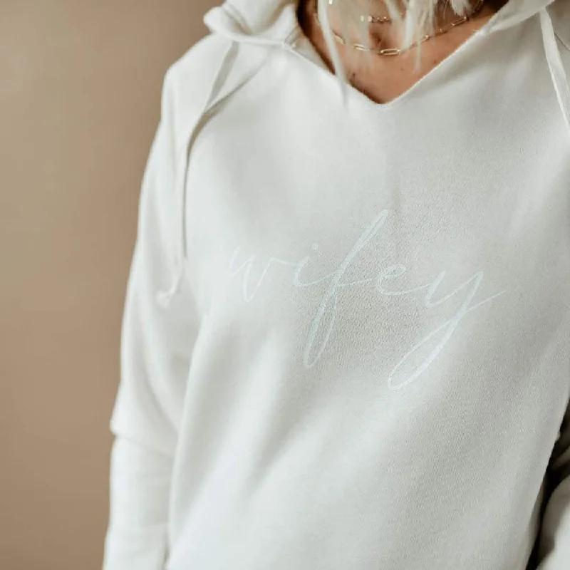 Wifey (cursive) Hoodie Zip Hoodie Drawstring Kangaroo Pocket