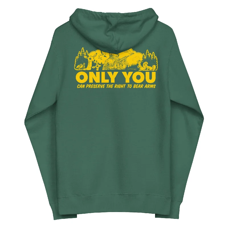 Only You Can Preserve the Right To Bear Arms Retro Smokey Fleece Zip Up Hoodie Hoodie with Lining Warm Insulated