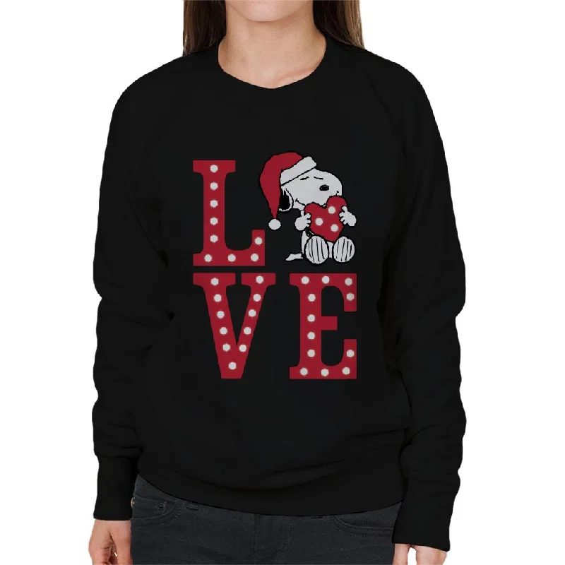 Peanuts Snoopy Holding Festive Lit Up Love Heart Women's Sweatshirt Hoodie with Slim Fit Tailored Modern