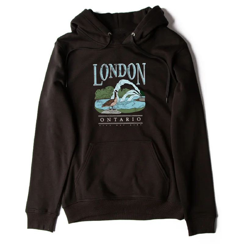 LONDON VINTAGE THAMES RIVER HOODIE (UNISEX) Hoodie with Hem Contrast Bold Stylish