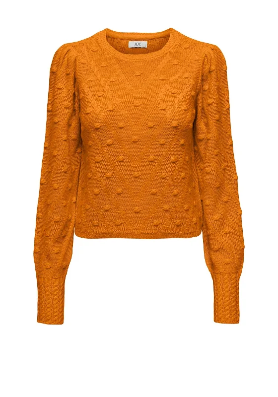 JDY Selma Structured Knit Jumper, Orange Pepper Sweater Knitwear Pullover