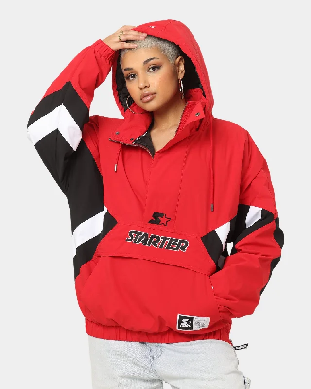 Starter Side Line Anorak Jacket Red/Black/White Mesh Jacket Canvas Jacket Denim Jacket