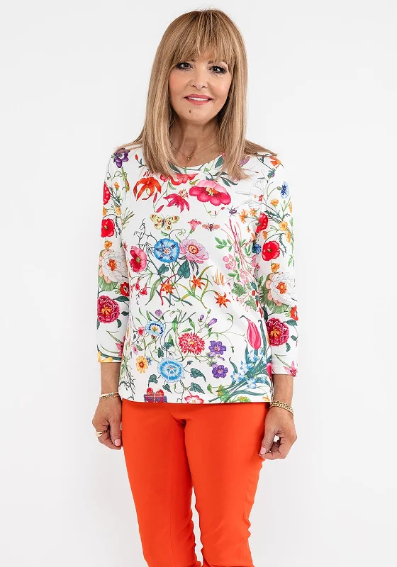 Anonymous Floral Print Fine Sweater, White Multi Striped Floral Plaid