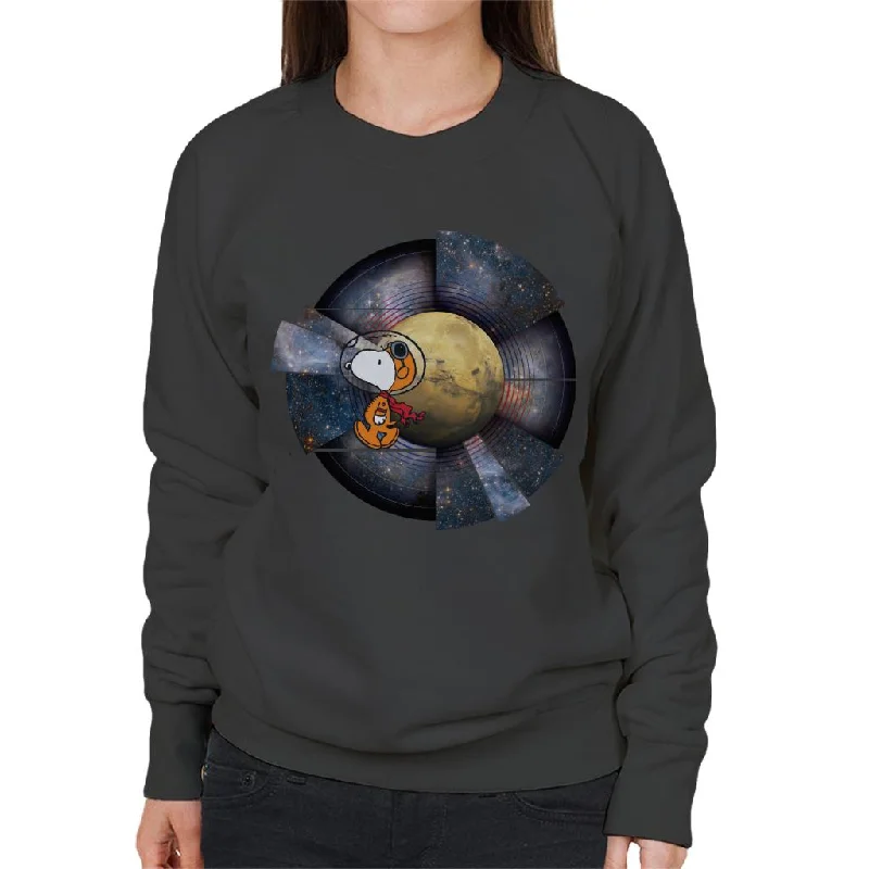 Peanuts Snoopy Astronaut Space Background Women's Sweatshirt Hoodie with Turtle Neck Cozy Winter